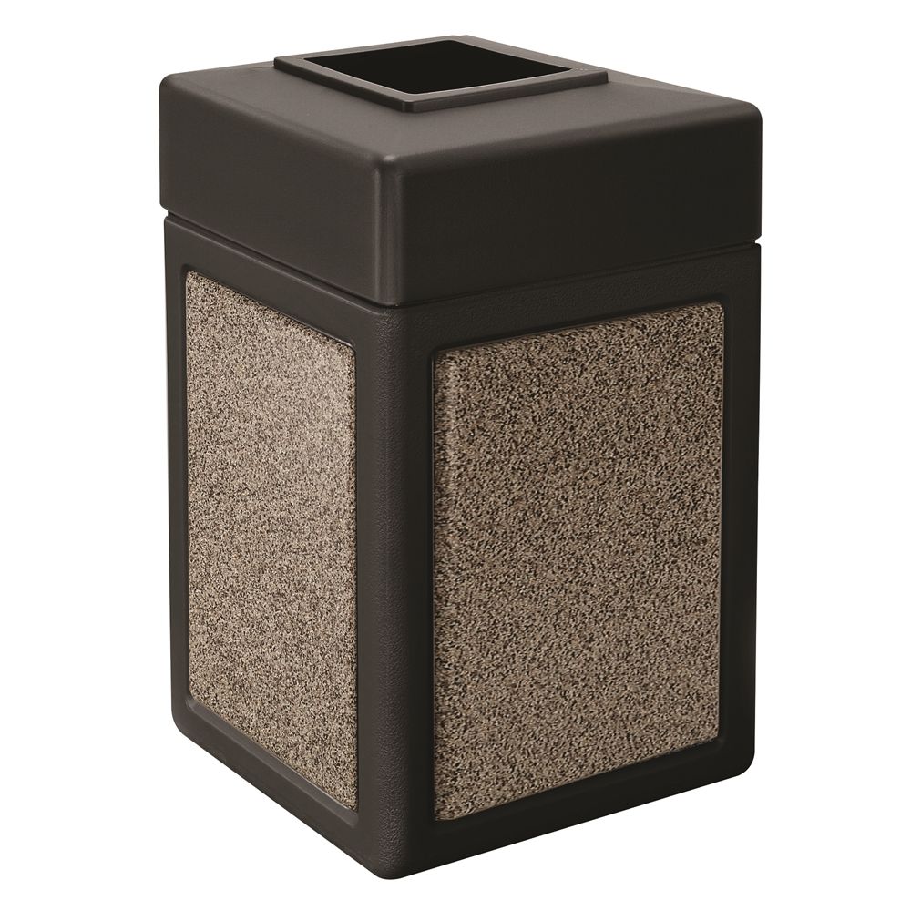 Commercial Zone® StoneTec® 42 Gallon Waste Container Open Top Black with Riverstone Panels